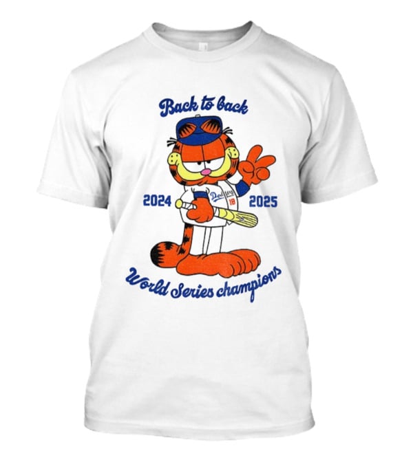 Back To Back Dodgers Orange Cat 2024 2025 World Series Champions T-Shirt