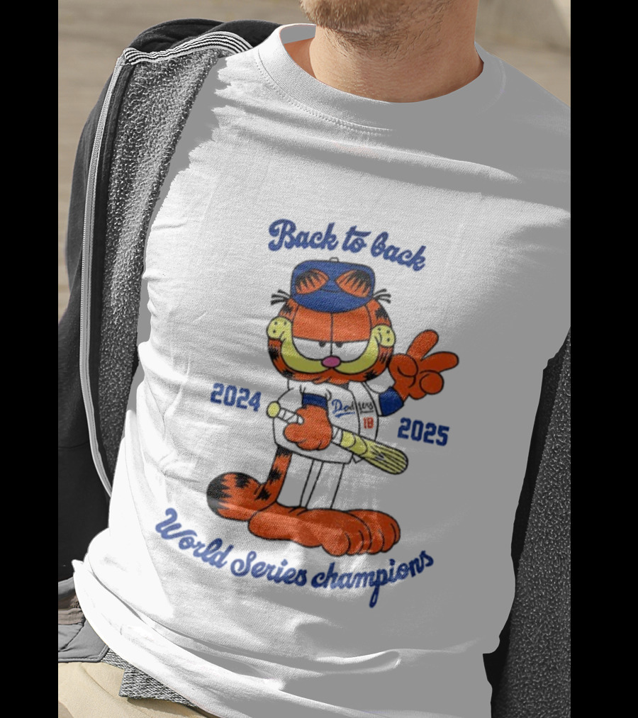Back To Back Dodgers Orange Cat 2024 2025 World Series Champions T-Shirt