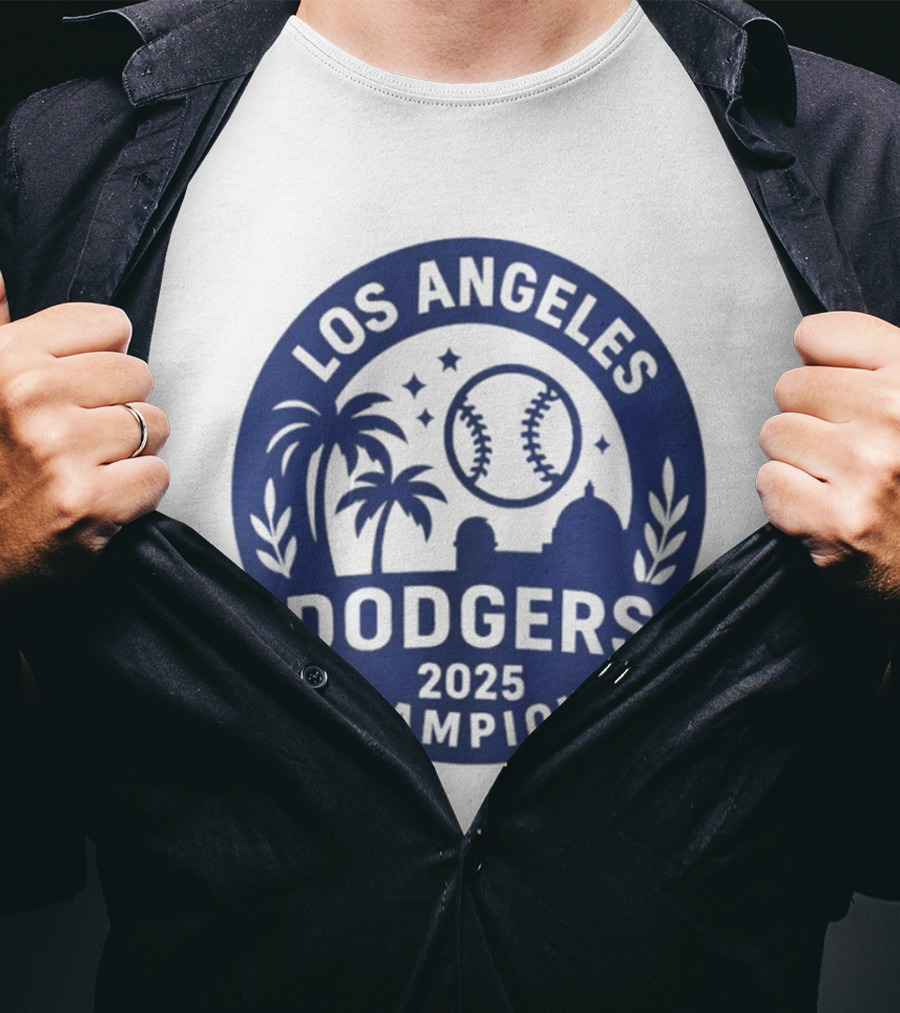 Los Angeles Dodgers 2025 Champions MLB Baseball Palme Stars Vintage Style T-Shirt