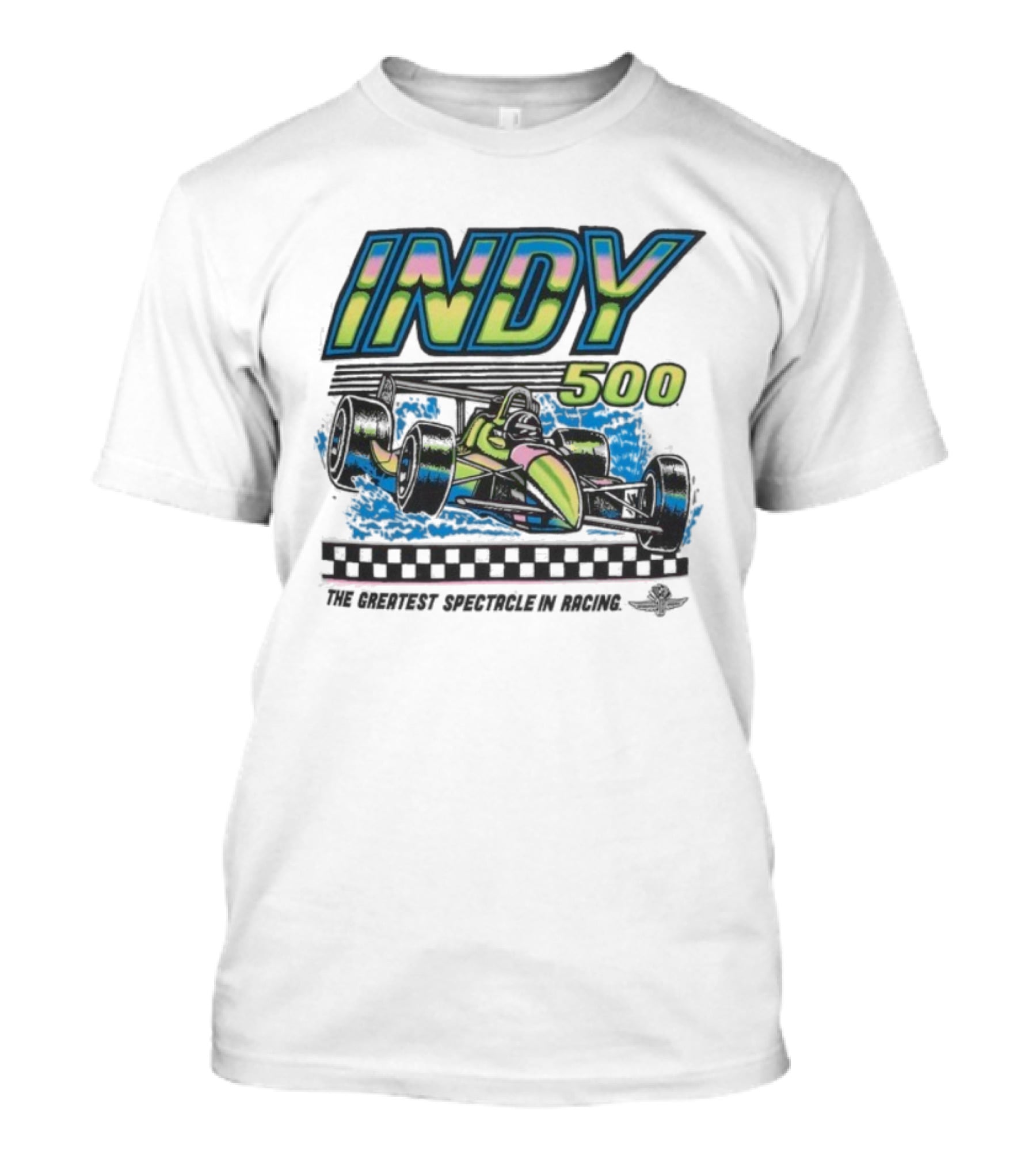 Indianapolis Motor Speedway Indy 500 Greatest Spectacle In Racing Neon Car T-Shirt