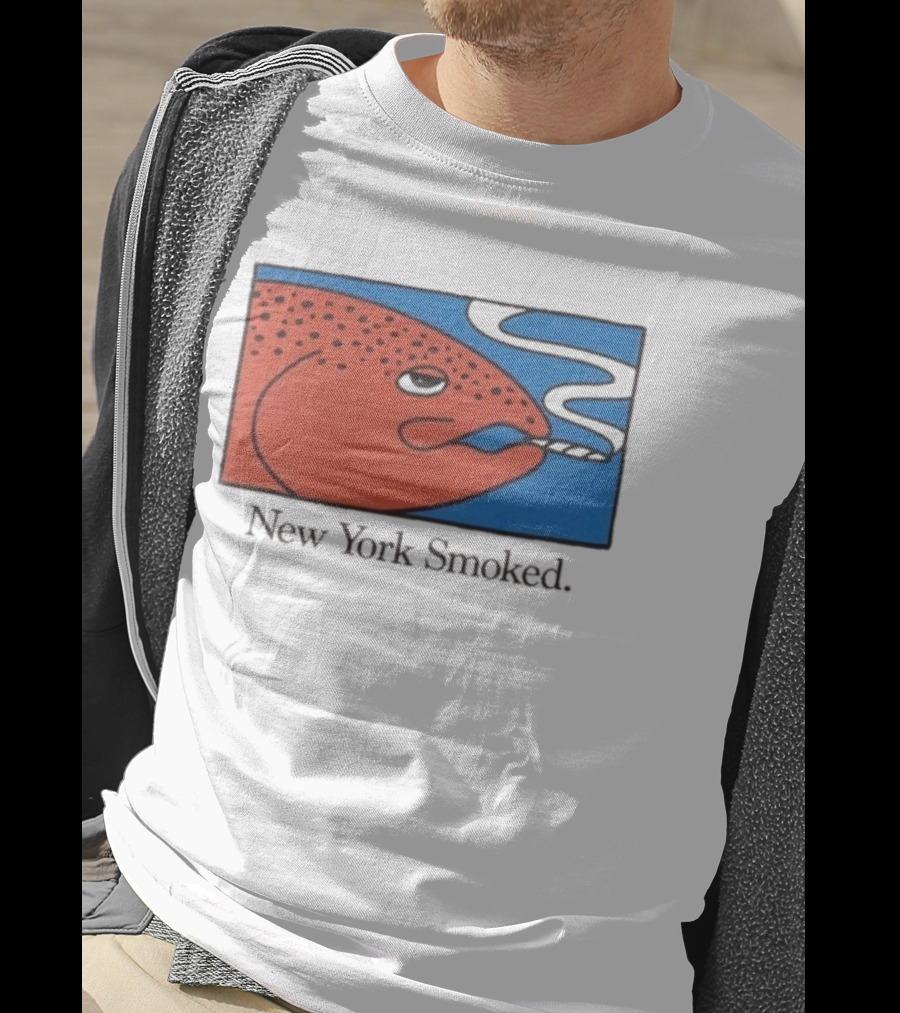 New York Smoked Fish OnlyNY Salmon Illustration Blue Background T-Shirt