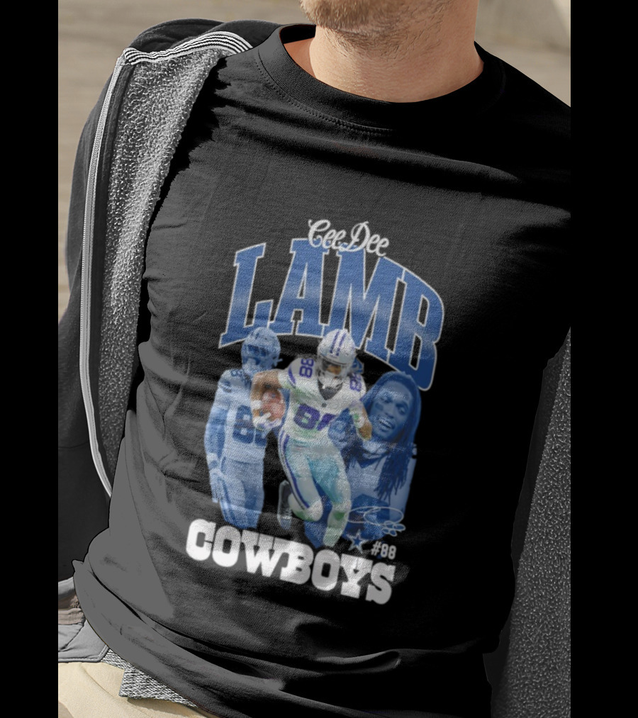 CeeDee Lamb Dallas Cowboys 88 NFL Outerstuff Triple Photo Style T-Shirt