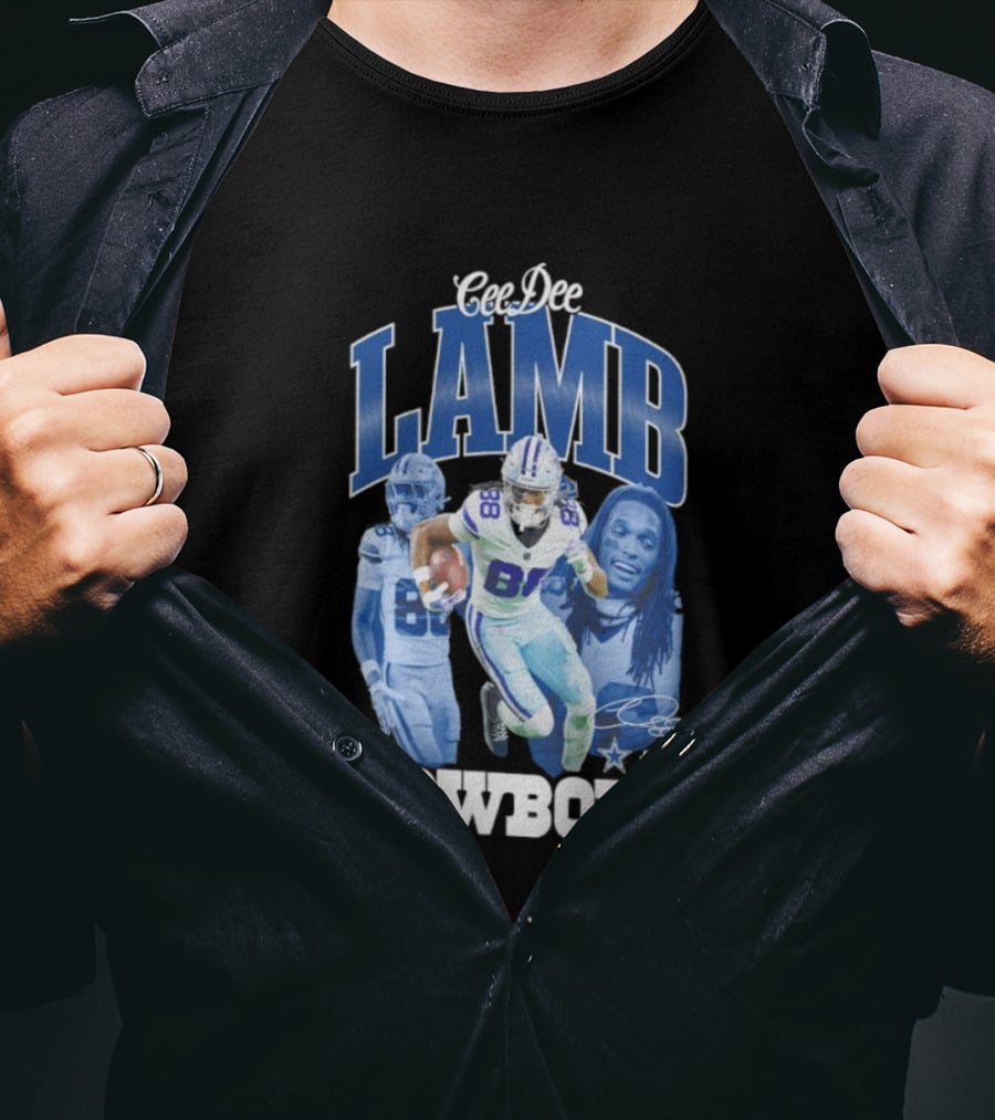 CeeDee Lamb Dallas Cowboys 88 NFL Outerstuff Triple Photo Style T-Shirt
