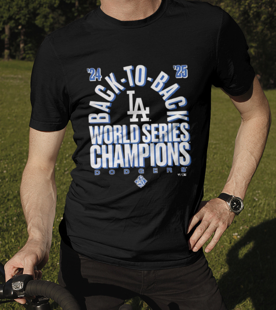 Los Angeles Dodgers 24 25 Back To Back World Series Champions LA Logo T-Shirt
