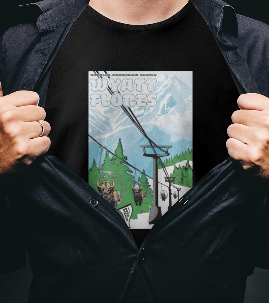 Wyatt Flores Nov 8 2025 Commodore Ballroom Vancouver BC Ski Lift Buffalo Artwork T-Shirt