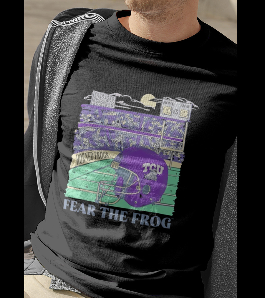 TCU Horned Frogs Football Fear The Frog Helmet Stadium Scene T-Shirt