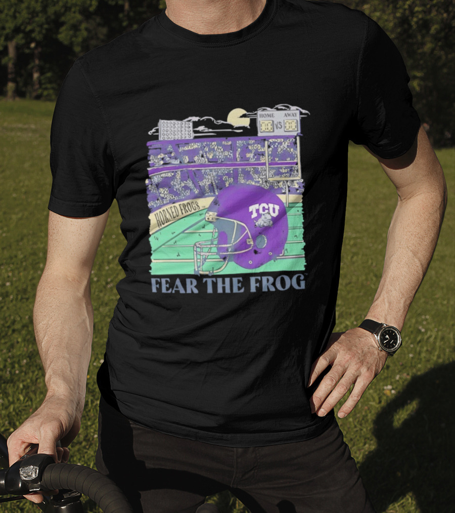 TCU Horned Frogs Football Fear The Frog Helmet Stadium Scene T-Shirt