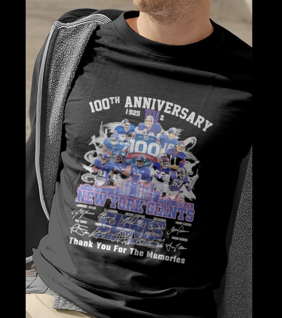 100th Anniversary New York Giants Thank You For The Memories 1925-2025 NFL Legends T-Shirt
