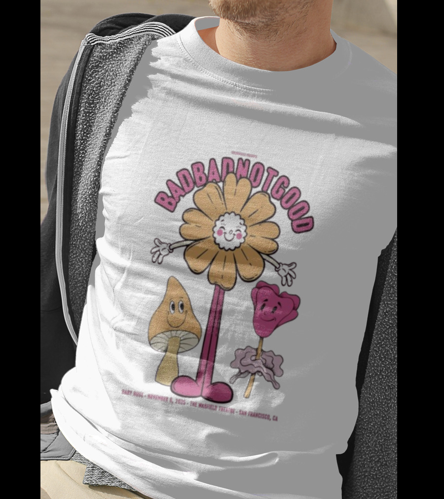 Badbadnotgood November 6 2025 Concert San Francisco Cartoon Flower Characters T-Shirt