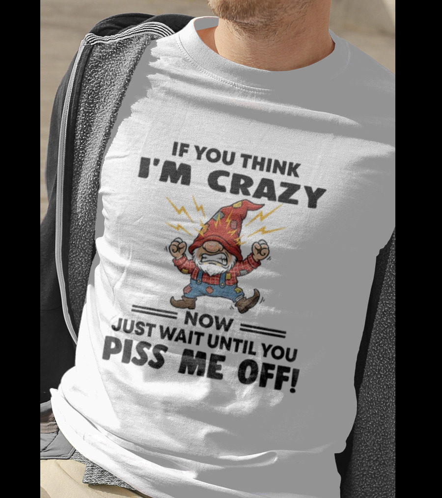 If You Think I'm Crazy Now Just Wait Until You Piss Me Off Grumpy Gnome Lightning Hat T-Shirt
