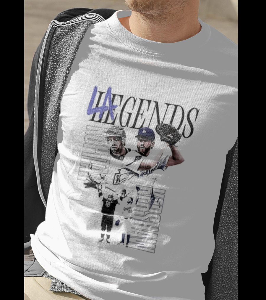 LA Legends Clayton Kershaw Los Angeles Dodgers Anze Kopitar Los Angeles Kings Tribute T-Shirt