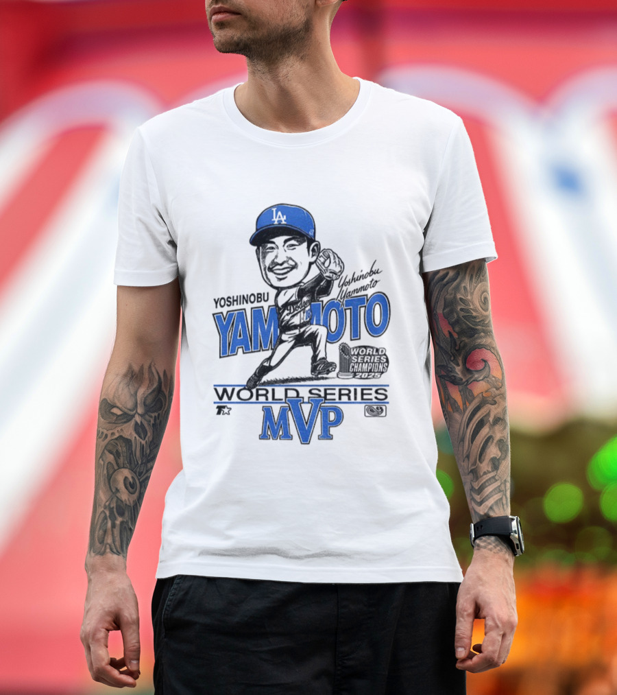 Yoshinobu Yamamoto Los Angeles Dodgers World Series MVP 2025 Baseball Caricature T-Shirt