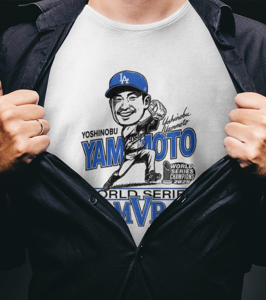Yoshinobu Yamamoto Los Angeles Dodgers World Series MVP 2025 Baseball Caricature T-Shirt