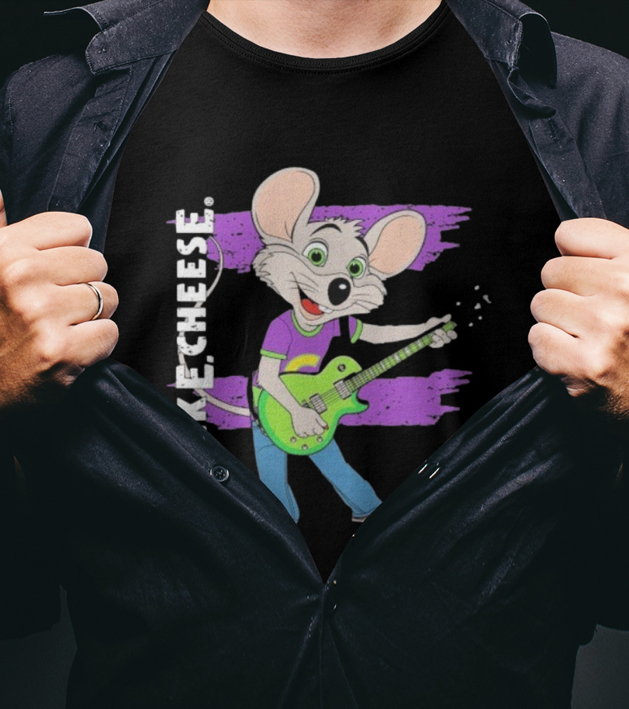 Chuck E Cheese Rockin' Mouse Playing Electric Guitar T-Shirt