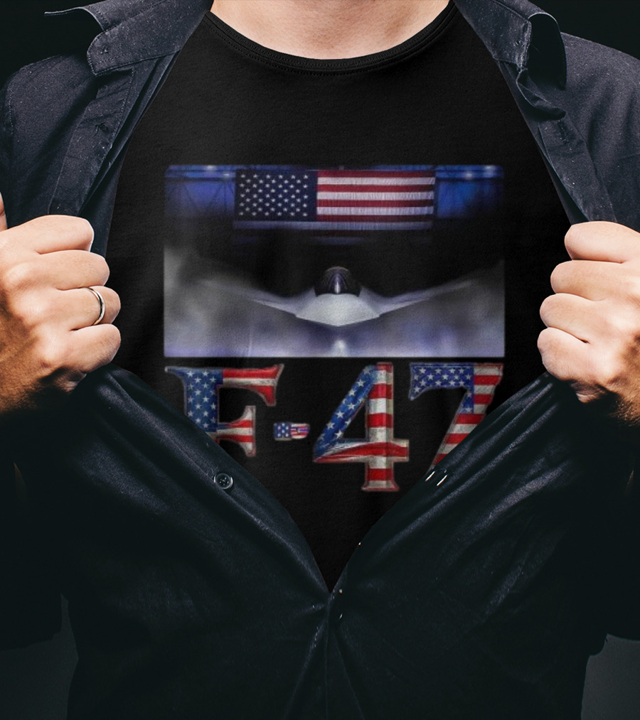F-47 Fighter Jet American Flag Aircraft T-Shirt
