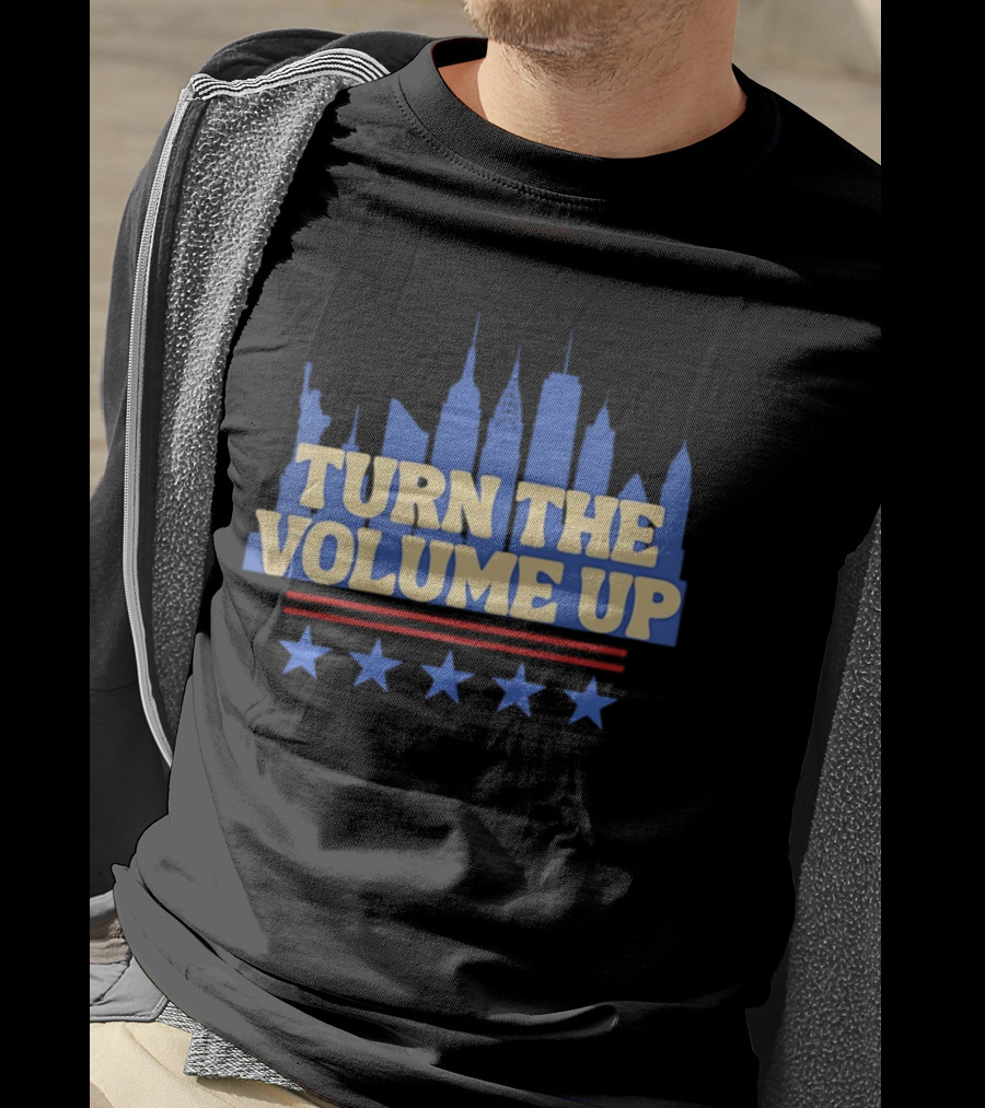 Turn The Volume Up City Skyline USA Stars And Stripes T-Shirt
