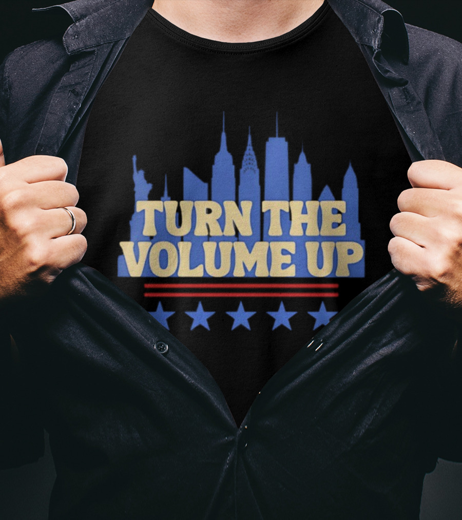 Turn The Volume Up City Skyline USA Stars And Stripes T-Shirt