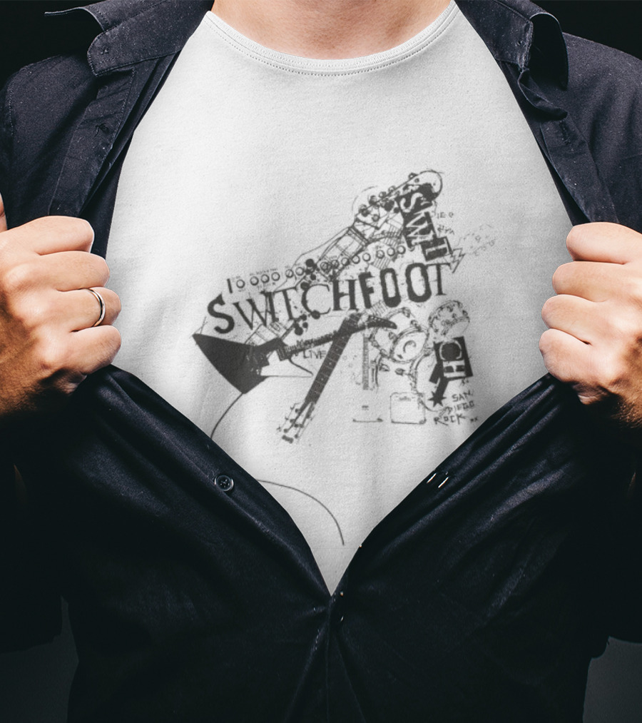 Switchfoot San Diego Rock Guitar Words Illustration T-Shirt