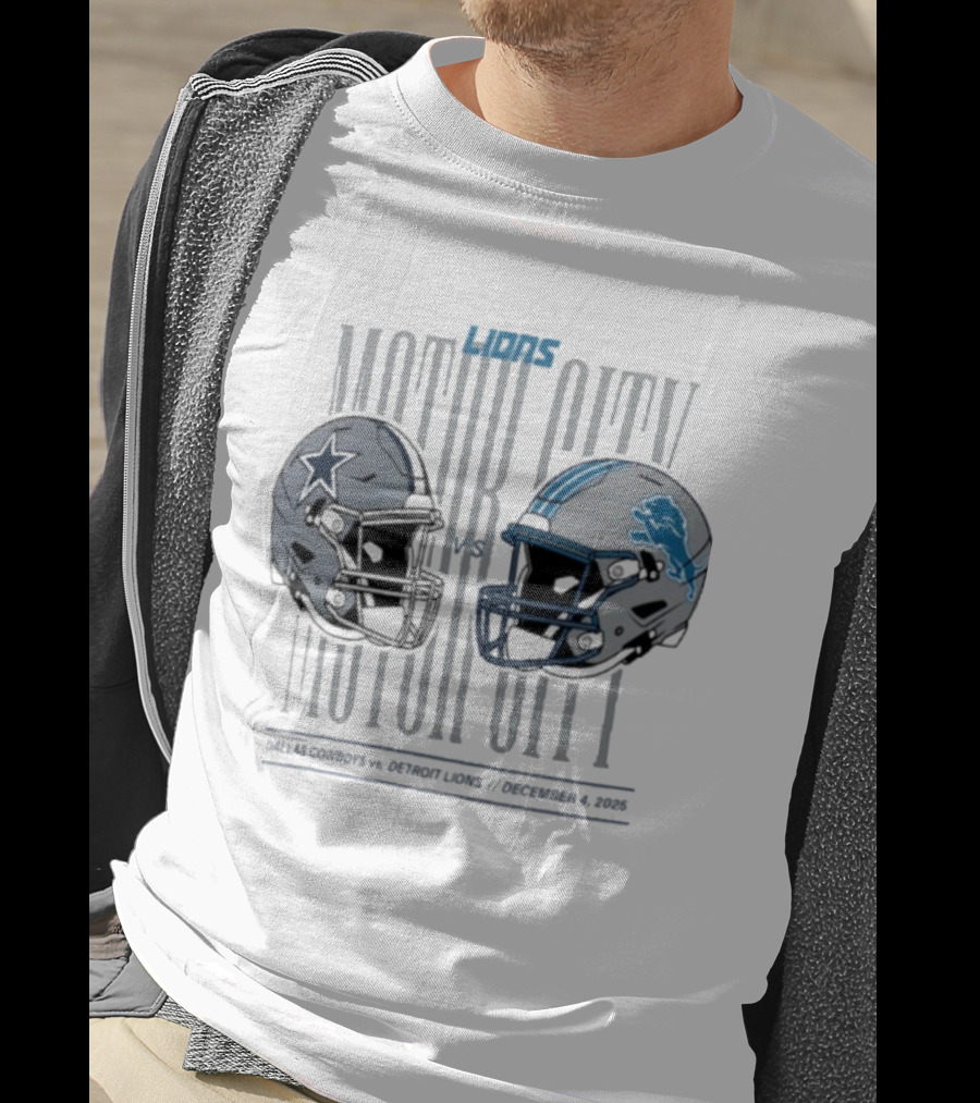 Dallas Cowboys Detroit Lions Motor City December 4 2025 Helmets Showdown T-Shirt