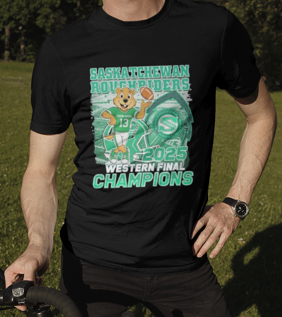 Saskatchewan Roughriders 2025 Western Final Champions Mascot Football T-Shirt