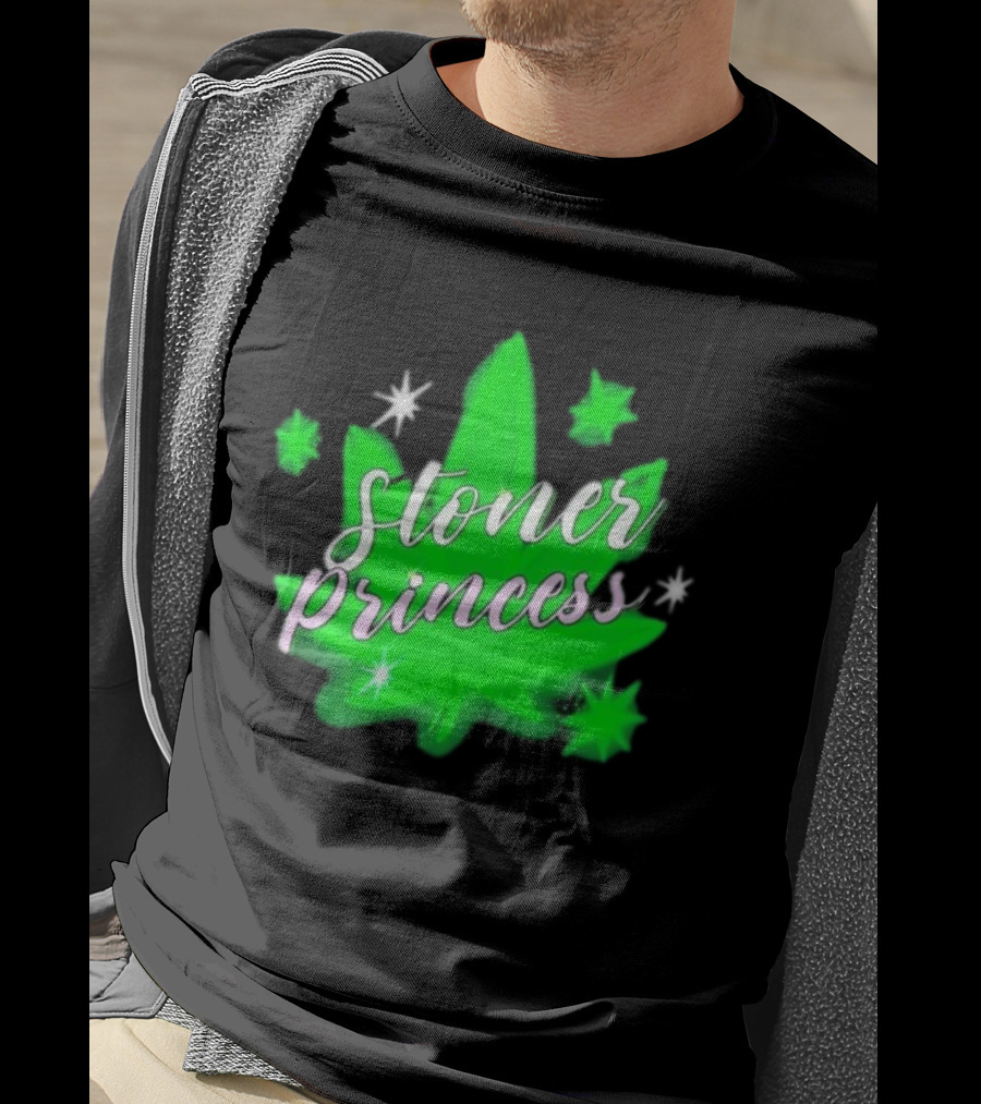 Stoner Princess Cannabis Leaf Royalty Stars T-Shirt