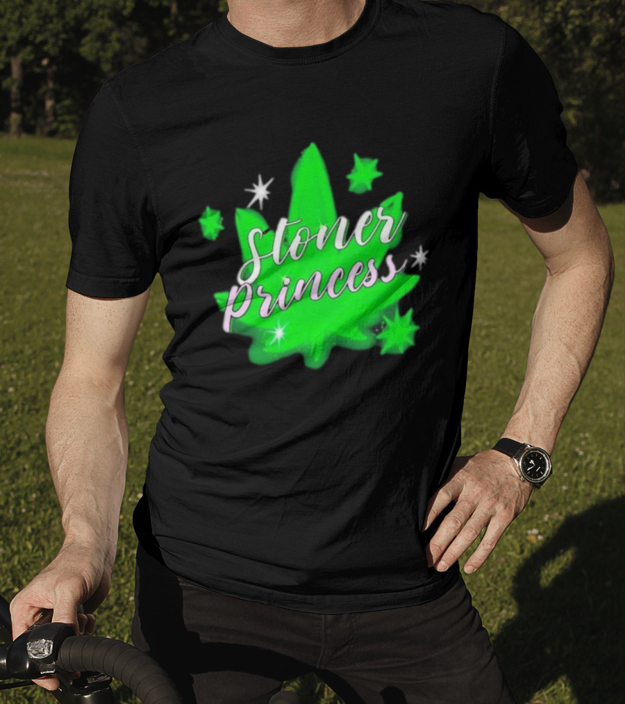 Stoner Princess Cannabis Leaf Royalty Stars T-Shirt