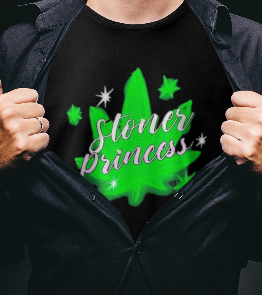 Stoner Princess Cannabis Leaf Royalty Stars T-Shirt