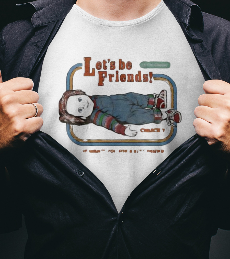 Let’s Be Friends Chucky Retro Style Horror Movie Character T-Shirt