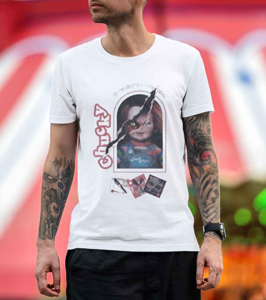 Chucky Let's Be Friends He Wants You As A Bestfriend Creepy Doll Horror T-Shirt