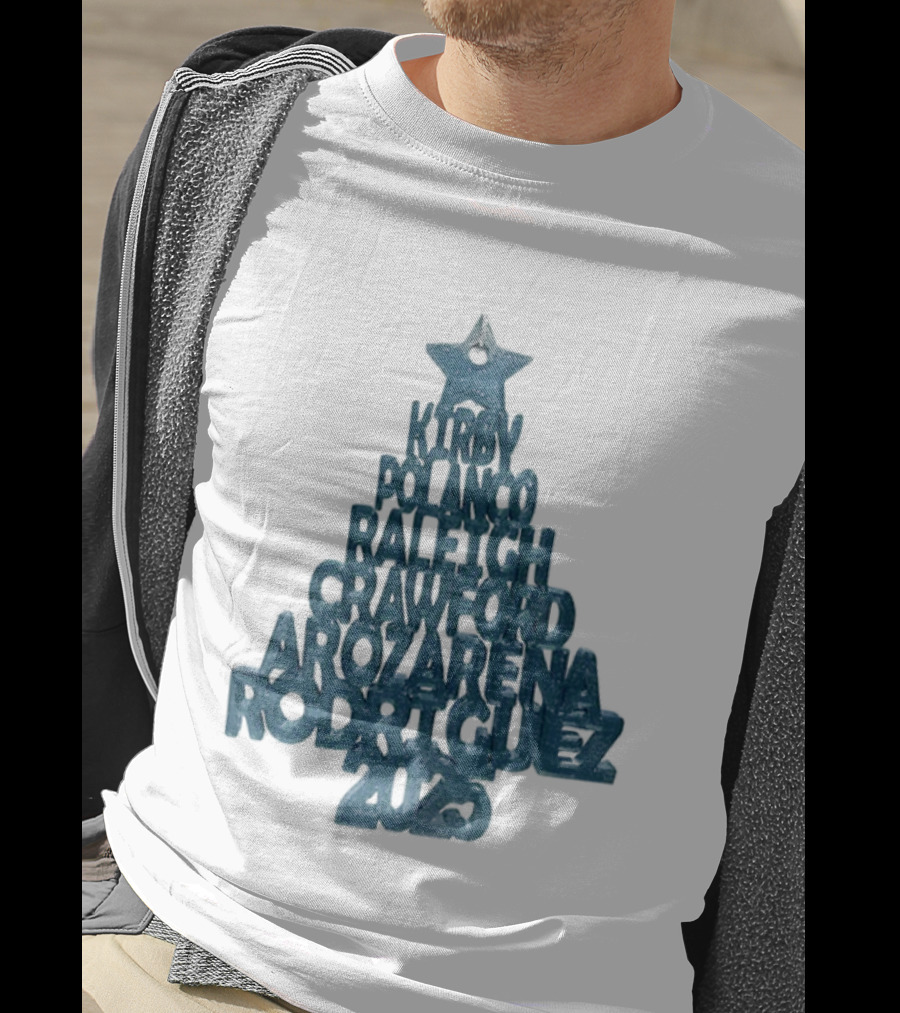 2025 Seattle Mariners Kelenic Pollock Raleigh Crawford Arozarena Rodriguez Christmas Tree T-Shirt