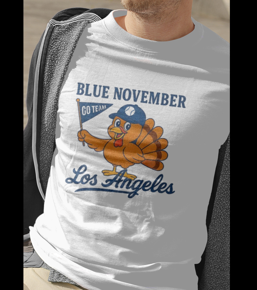 Los Angeles Blue November Thanksgiving Turkey Dodgers Baseball T-Shirt