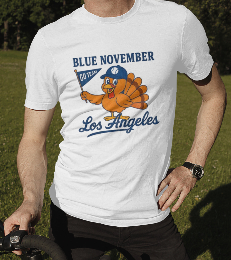 Los Angeles Blue November Thanksgiving Turkey Dodgers Baseball T-Shirt