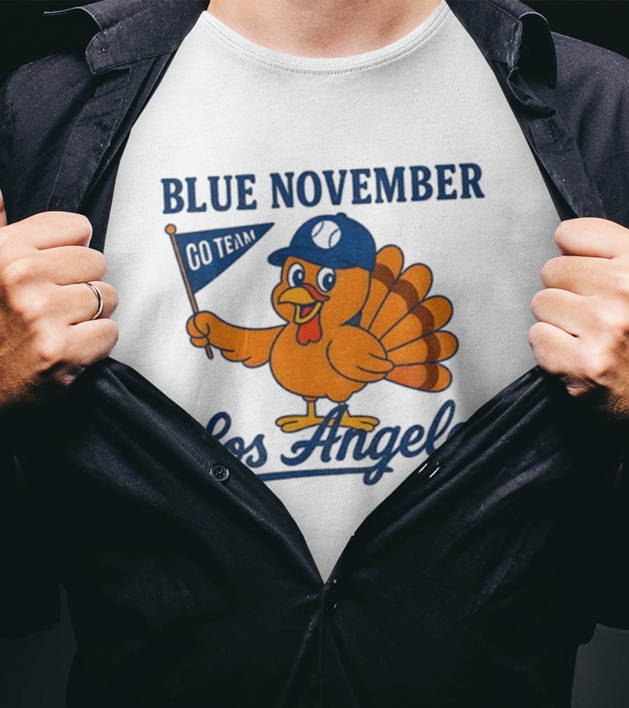 Los Angeles Blue November Thanksgiving Turkey Dodgers Baseball T-Shirt