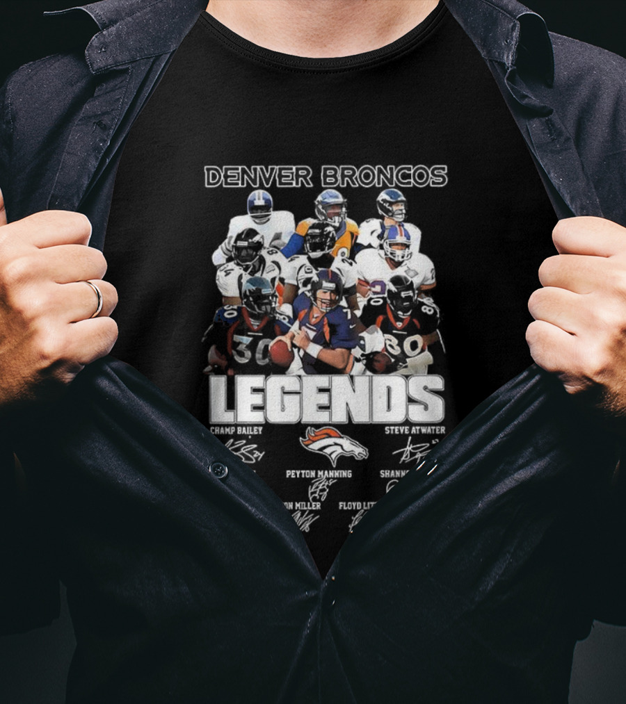 Denver Broncos Legends Signatures And Iconic Players T-Shirt