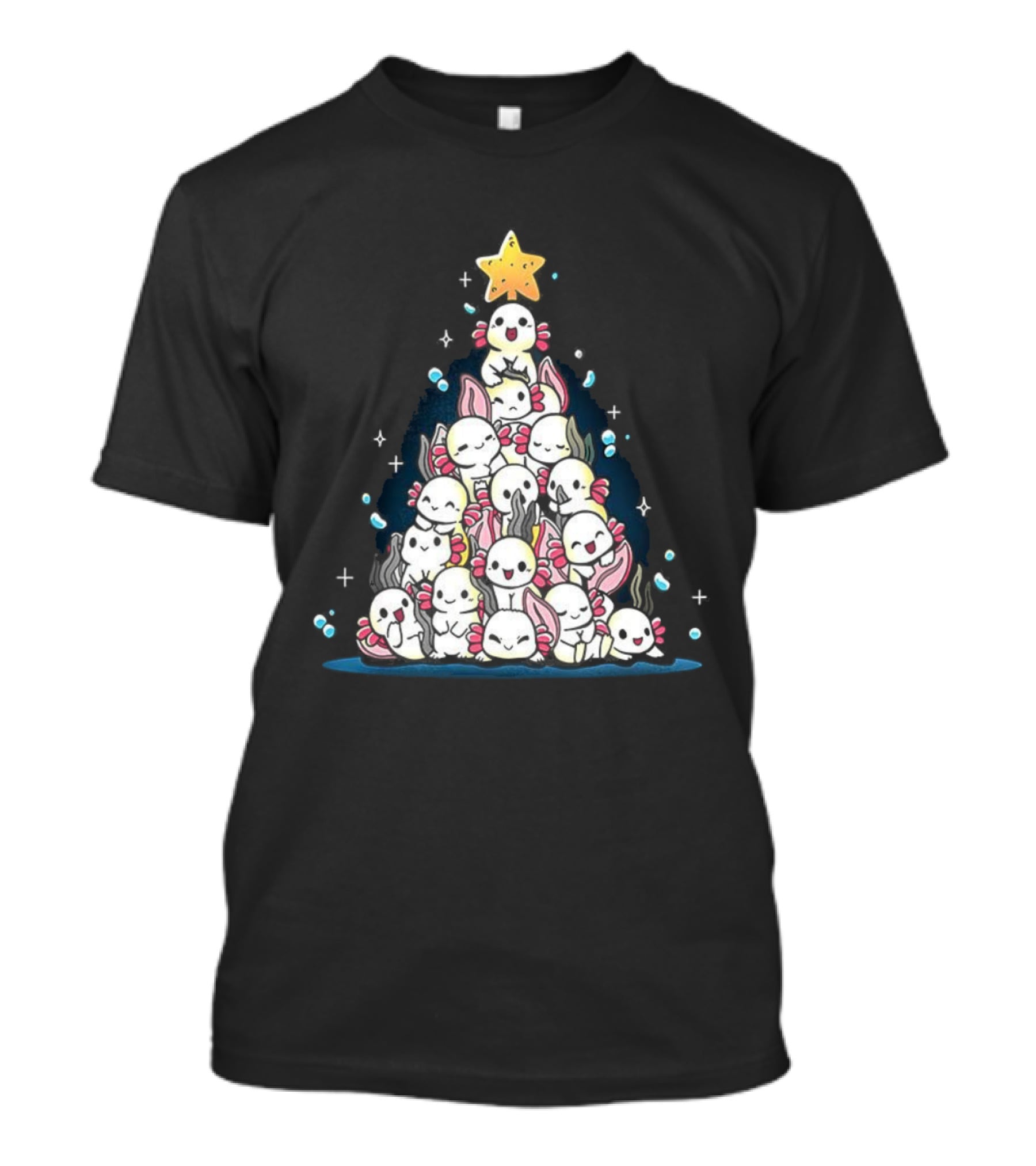 Axolotl Pyramid Shaped Christmas Tree Star Topper T-Shirt