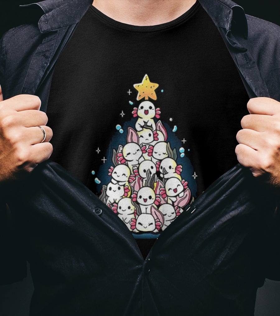 Axolotl Pyramid Shaped Christmas Tree Star Topper T-Shirt
