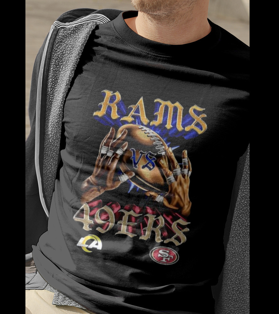 Rams Vs 49ers Vintage Football Rivalry Classic Logos Retro Style T-Shirt