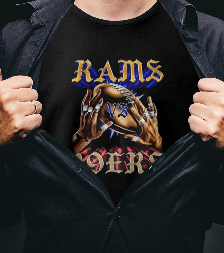 Rams Vs 49ers Vintage Football Rivalry Classic Logos Retro Style T-Shirt