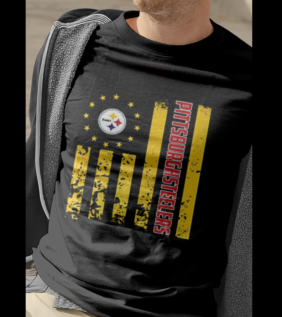 Pittsburgh Steelers American Flag NFL Steelmark Stars Stripes T-Shirt