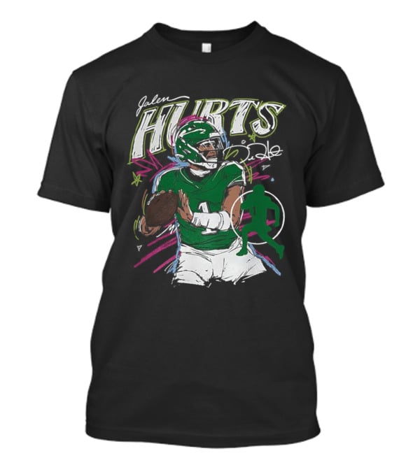 Jalen Hurts Philadelphia Eagles Football Scribble Signature Art Style T-Shirt