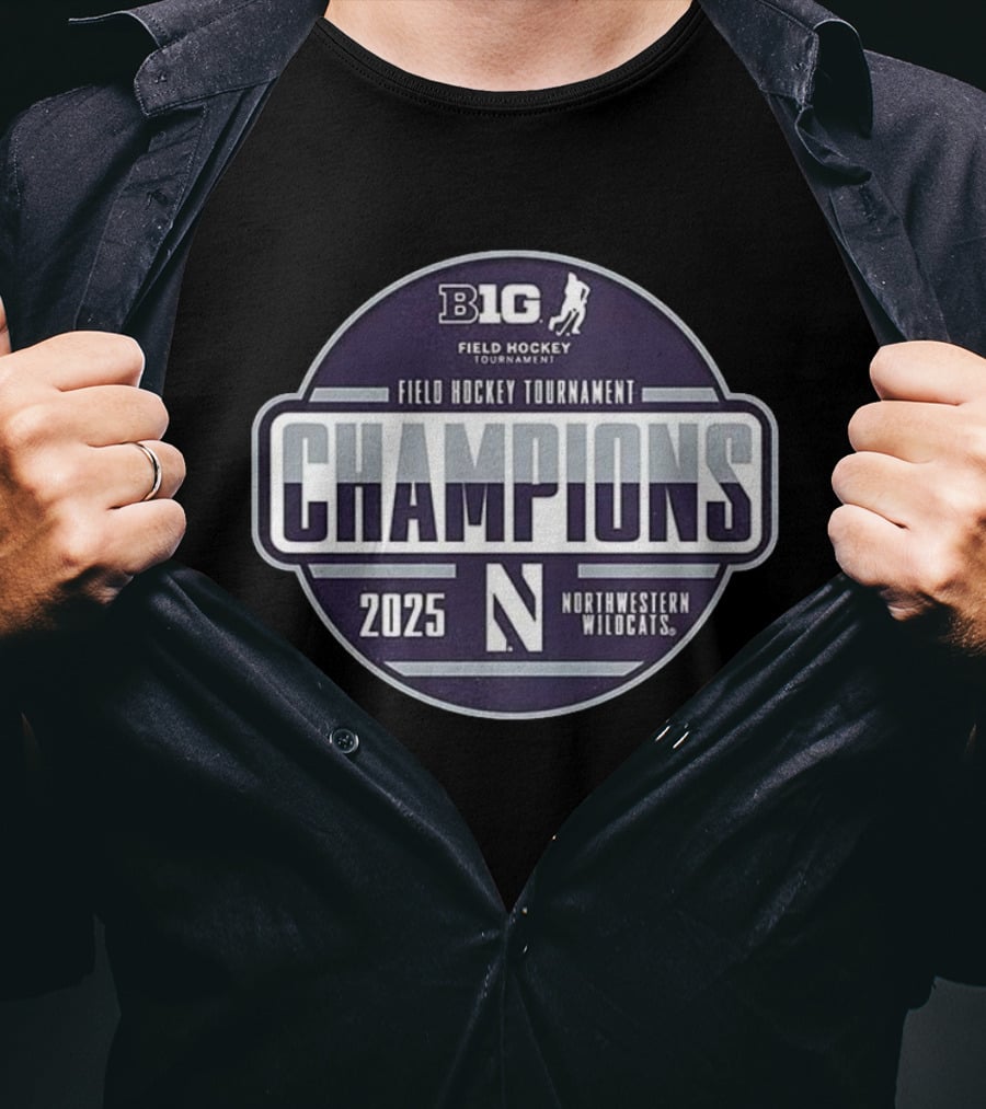 B1G Field Hockey Tournament Champions 2025 Northwestern Wildcats T-Shirt