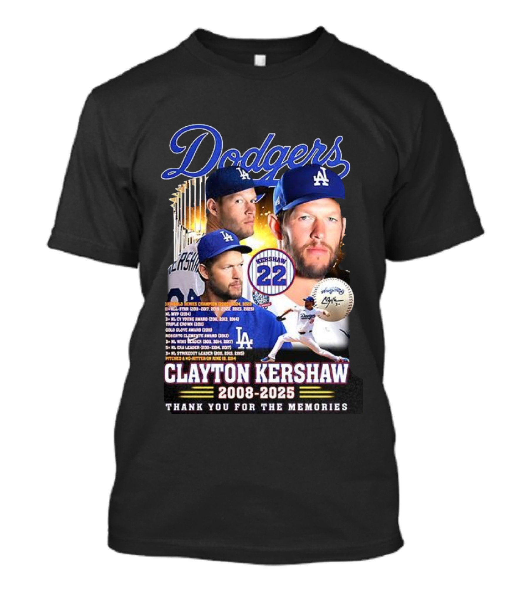 Dodgers Clayton Kershaw 2008-2025 Thank You For The Memories And Achievements T-Shirt