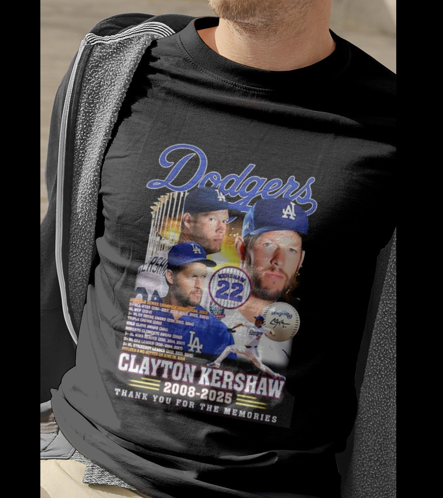 Dodgers Clayton Kershaw 2008-2025 Thank You For The Memories And Achievements T-Shirt