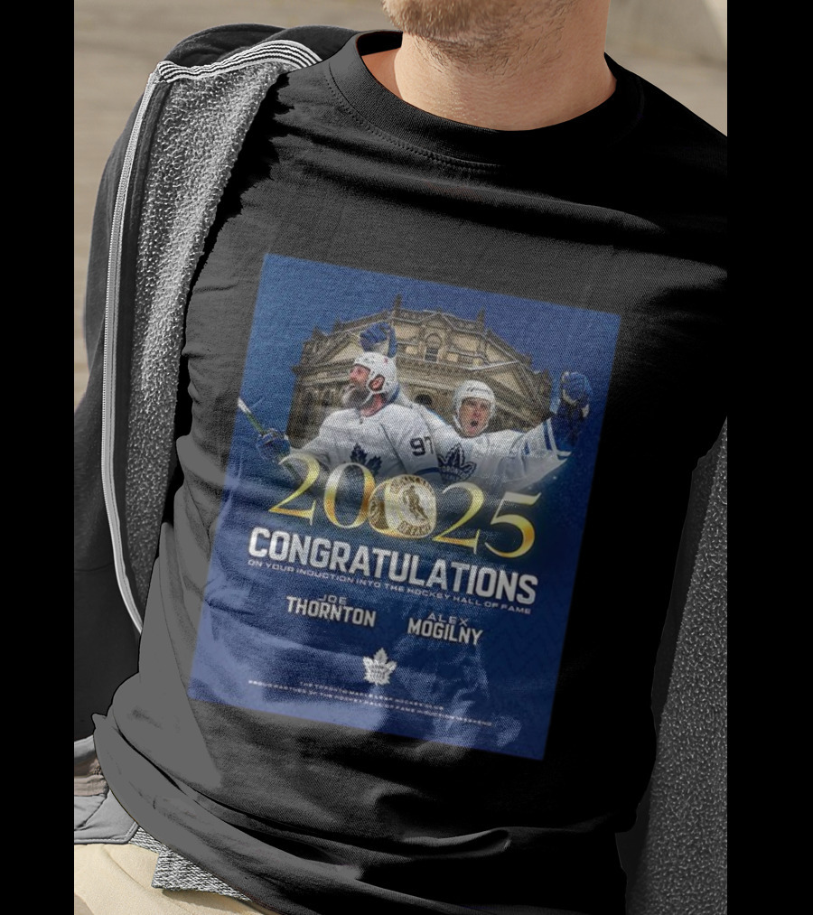 Joe Thornton Alex Mogilny 2025 Hockey Hall Of Fame Induction Toronto Maple Leafs Celebration T-Shirt
