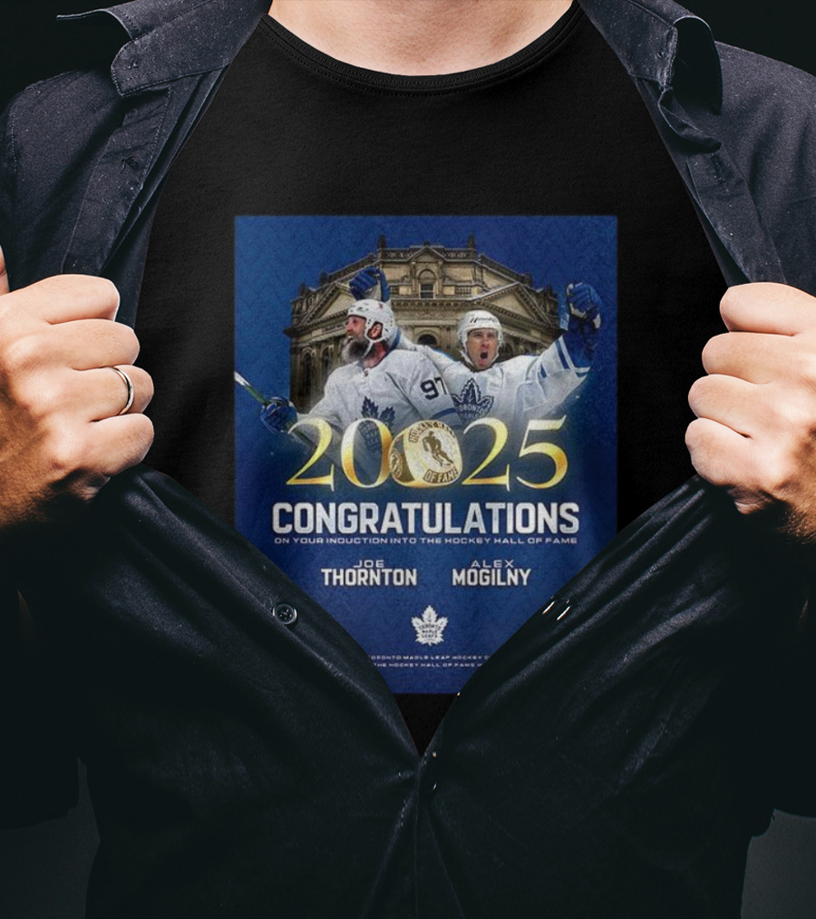 Joe Thornton Alex Mogilny 2025 Hockey Hall Of Fame Induction Toronto Maple Leafs Celebration T-Shirt