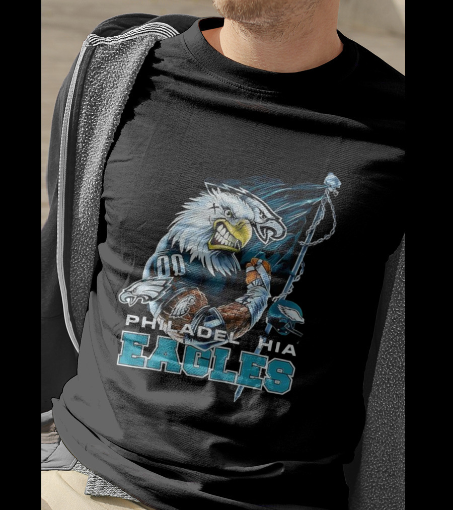 Philadelphia Eagles Vintage 2000s Football Mascot Flag T-Shirt