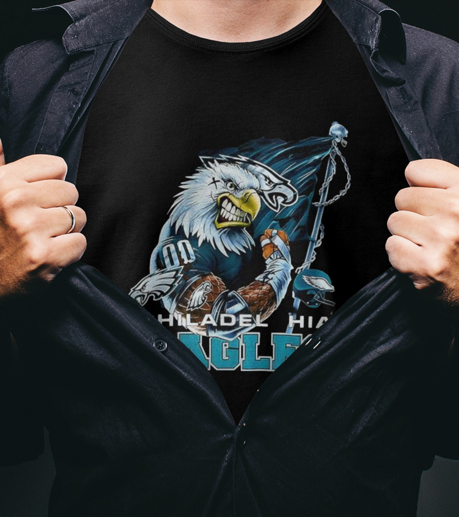 Philadelphia Eagles Vintage 2000s Football Mascot Flag T-Shirt