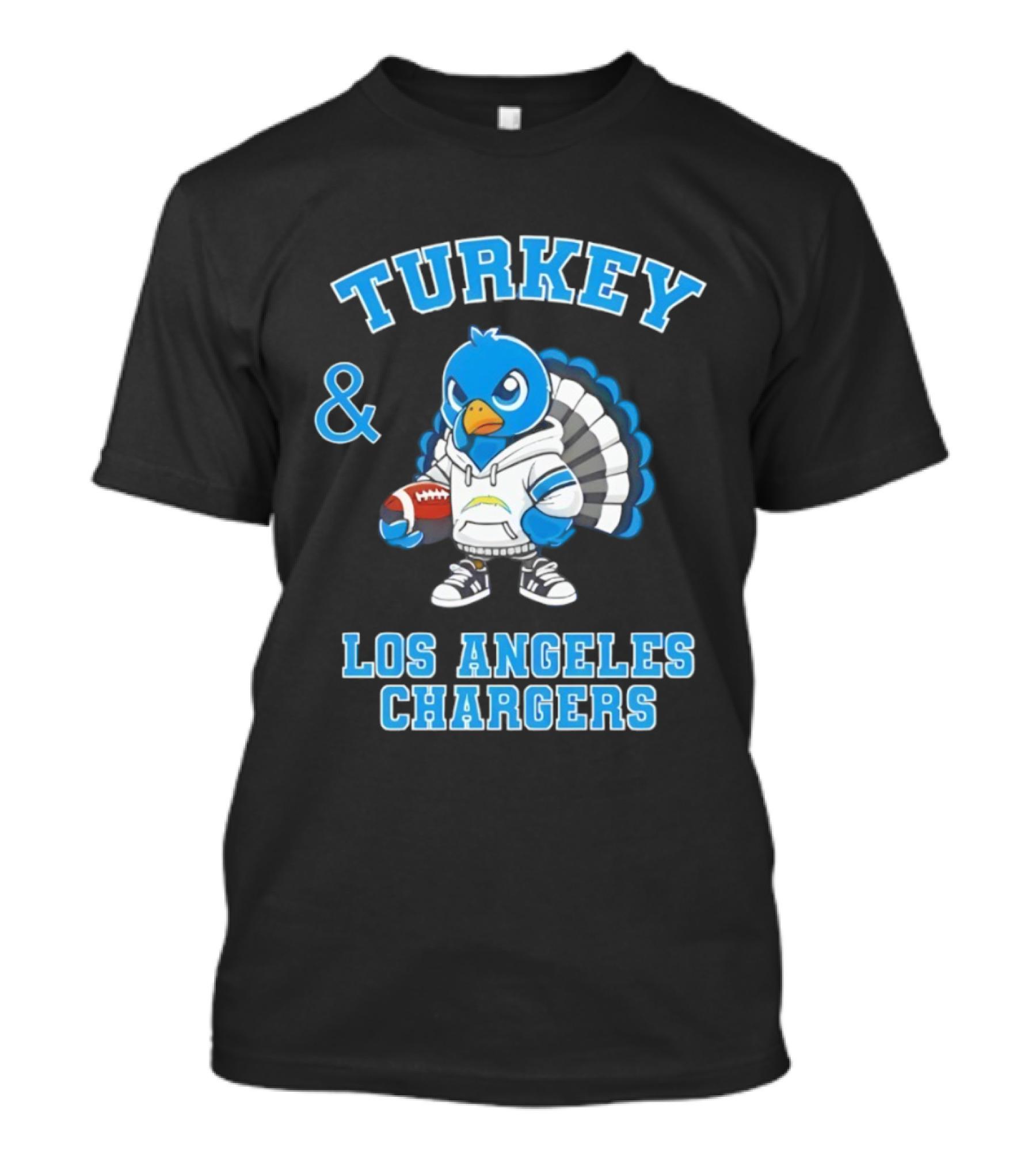 Turkey And Los Angeles Chargers Football NFL Thanksgiving Celebration T-Shirt