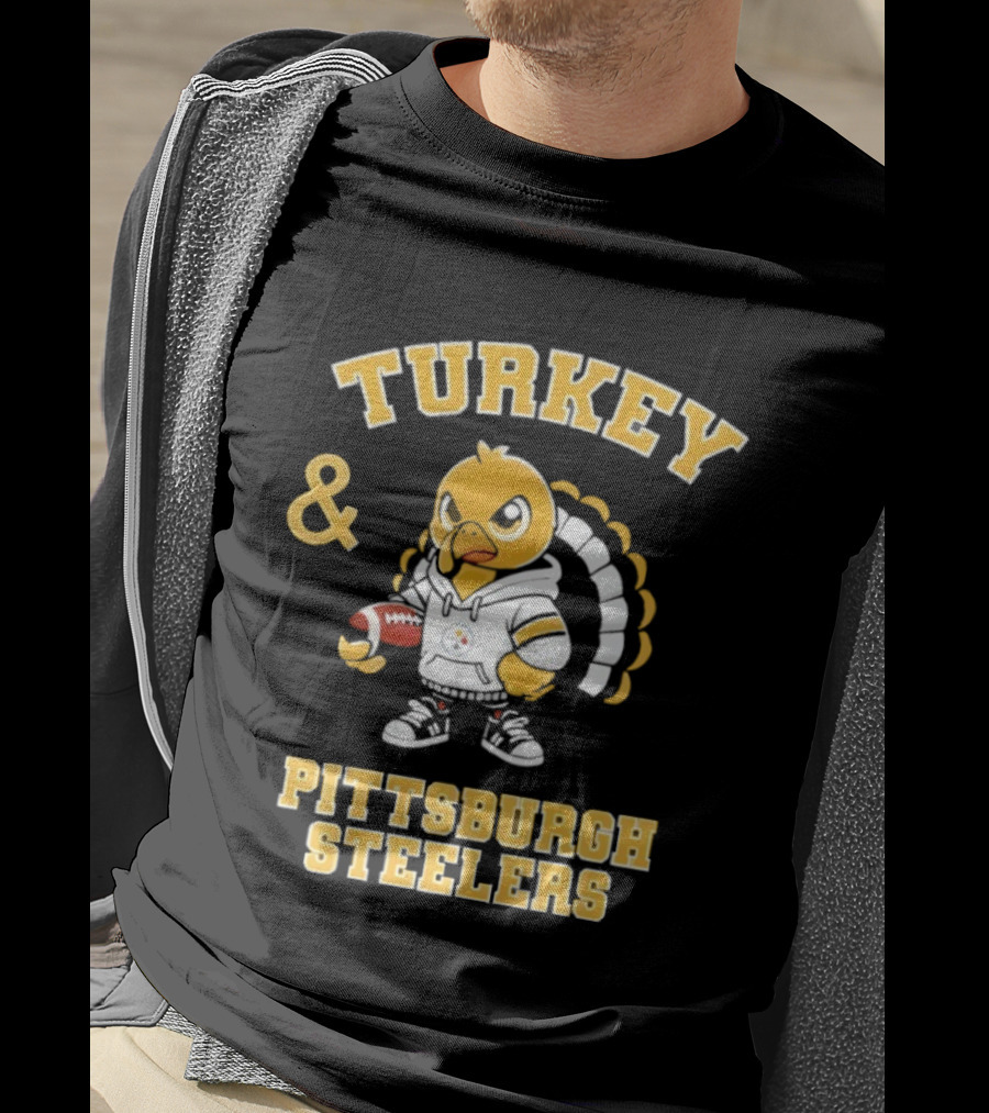 Turkey And Pittsburgh Steelers NFL Football Happy Thanksgiving T-Shirt