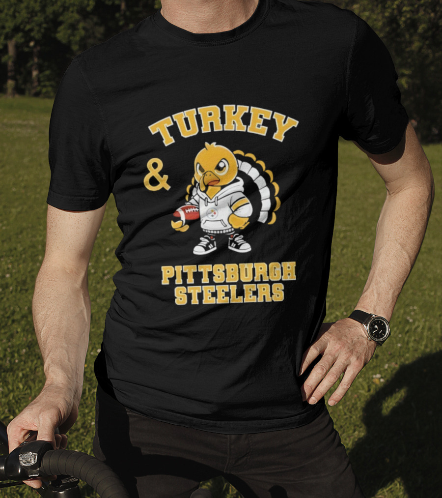 Turkey And Pittsburgh Steelers NFL Football Happy Thanksgiving T-Shirt